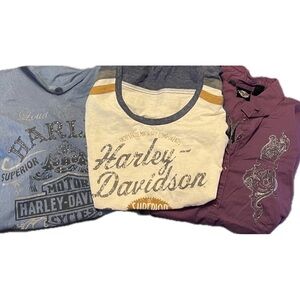 Lot Of Three Harley Davidson Shirt Size Large One Long Sleeve Two Short Sleeve